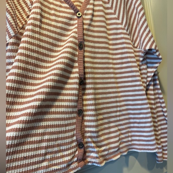 Madewell Waffle Knit Button Front Pajama Top in Lorain Stripe - Picture 7 of 10